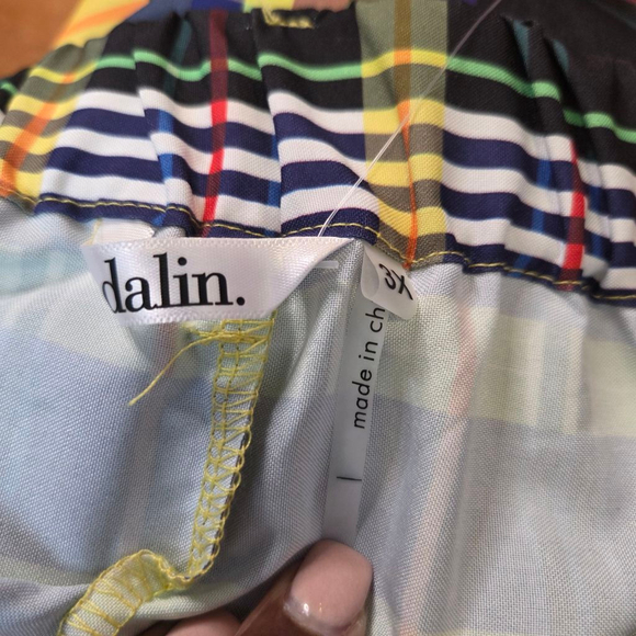 Dalin. Plaid Wide Leg Pants 3X Blue Orange - Picture 6 of 7